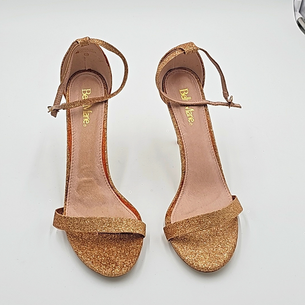 Gold glitter heels
